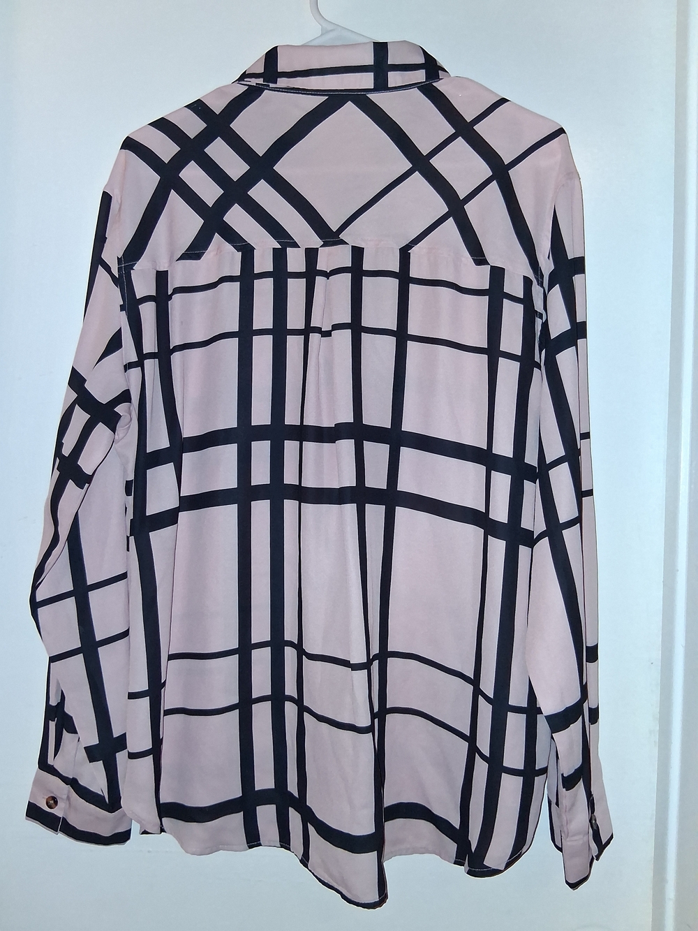 Pink Windowpane Button-Front Blouse - Picture 3 of 3